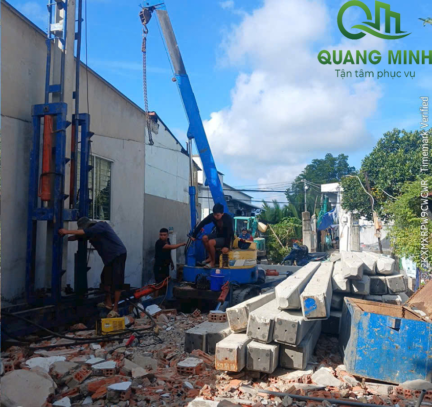 Thi công ép cọc tại nhà bè