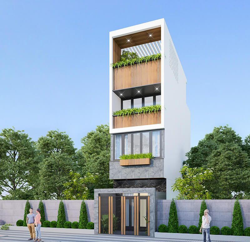 Mẫu mặt tiền nhà ống 4 tầng hiện đại số 13